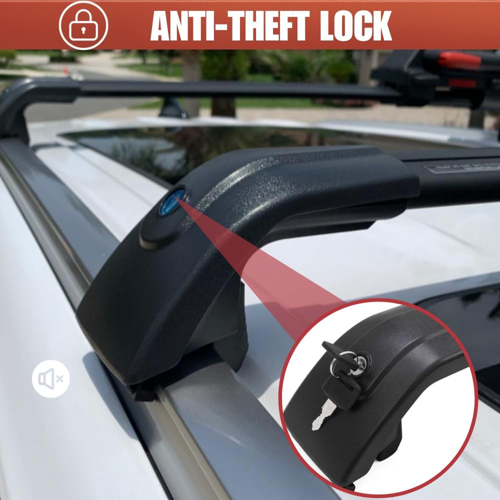 Roof Rack Cross Bars Fit for Hyundai Kona 2018-2023 Black Cargo Carrier Bag Luggage Kayak Bike Snowboard Skiboard