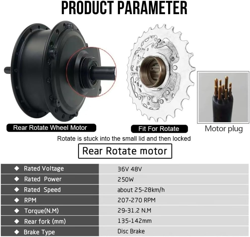 Electric Bike Kit with 36v 250w Brushless Gearless Rear Hub Motor Convert with Brushless Gear for Ebike or Bike