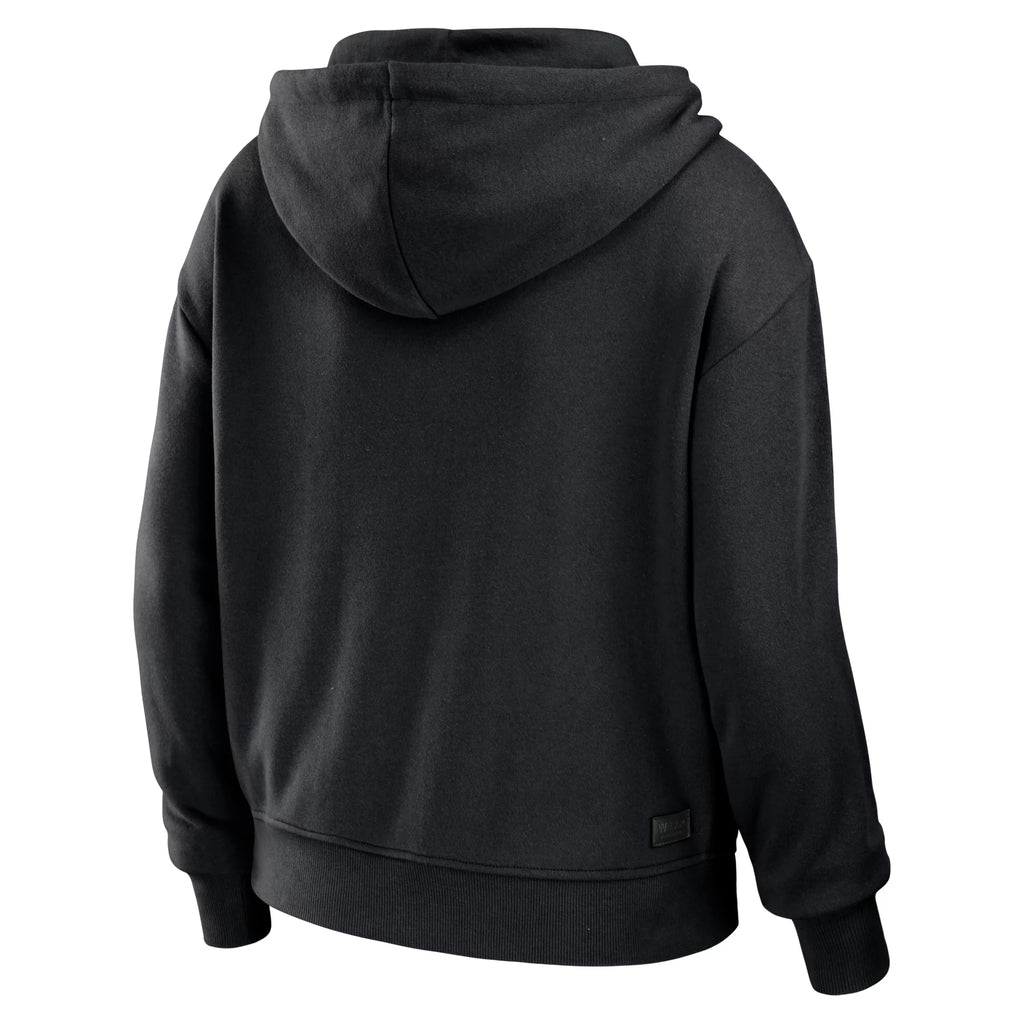 Women's WEAR by Erin Andrews Black/White New Orleans Saints Color Block Light Weight Modest Crop Full-Zip Hoodie