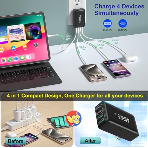 Slim Flat USB Wall Charger, Pofesun 3Pack Ultra Thin Dual Port Wall Adapter, Low Profile Block Power Cube Compatible for iPhone, iPad, iPod, Android, Samsung Galaxy