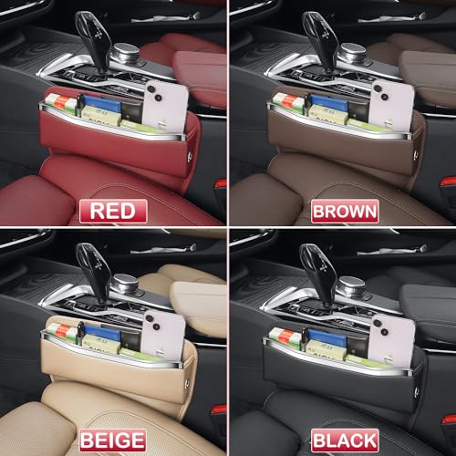 HOLDCY Car Seat Gap Filler Organizer - Leather Console Side Pocket Seat Storage - Stylish and Practical Car Accessories for Cars,SUV,Truck