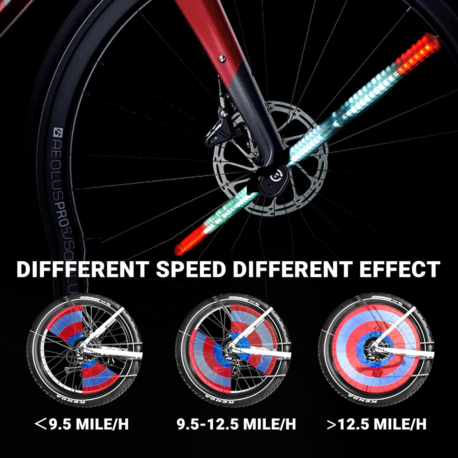 Himiway LED Bike Wheel Lights DIY Bicycle Wheel Lights Waterproof Bike Spoke Light for Night Riding 21 Different Patterns LED Light for E-Bike Bike Accessories