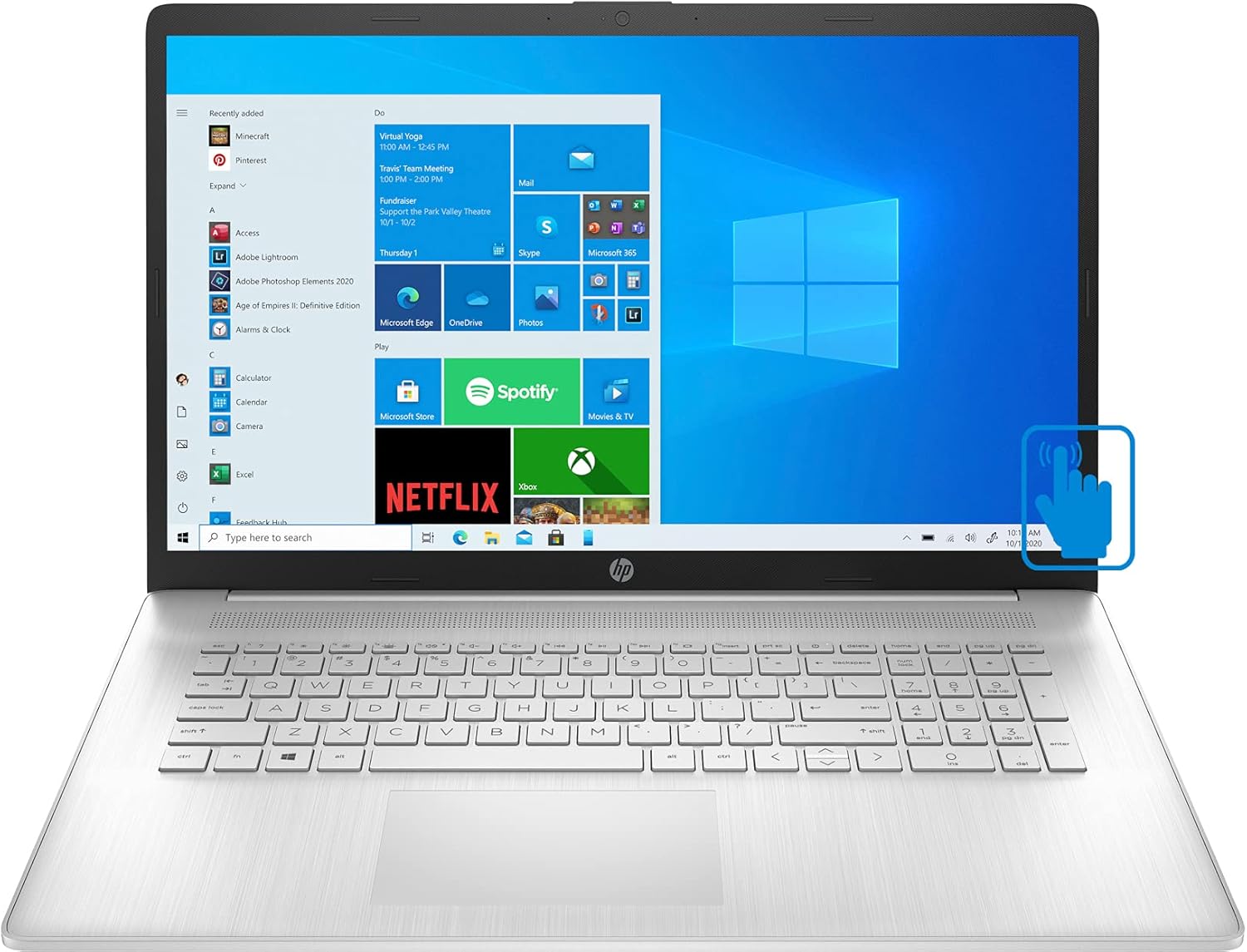 HP Newest 17z (2021) HD + Touchscreen Laptop for Business or Student (AMD Ryzen 5 5500U 6-Core, 16GB RAM, 128GB PCIe SSD + 1TB HDD, AMD Radeon, 17.3" (1600x900), WiFi, BT, Webcam, Win 10 H) w/ Hub