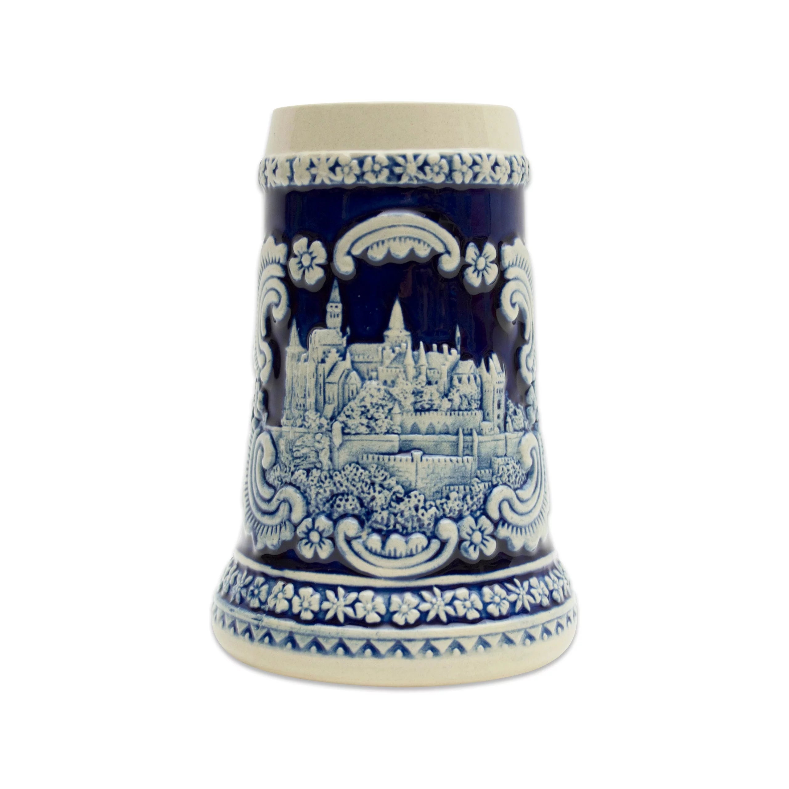 Oktoberfest Haus German Castle Engraved Ceramic Beer Stein - Drinking Beer Stein Mug for Beer Lovers - 0.6 Liter