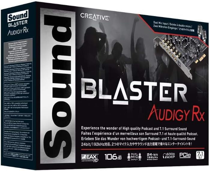 Creative Sound Blaster Audigy PCIe RX 7.1 Sound Card with High Performance Headphone Amp Pack of 2