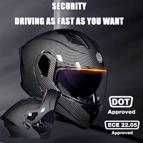 Bluetooth Modular Dual Visor Motorcycle Helmet FMVSS-218 DOT Approved Full Face Motocross Motorbike Helmet Adults Men Women Summer Lightweight Cool Helmet for Racing Mountain Go-Kart