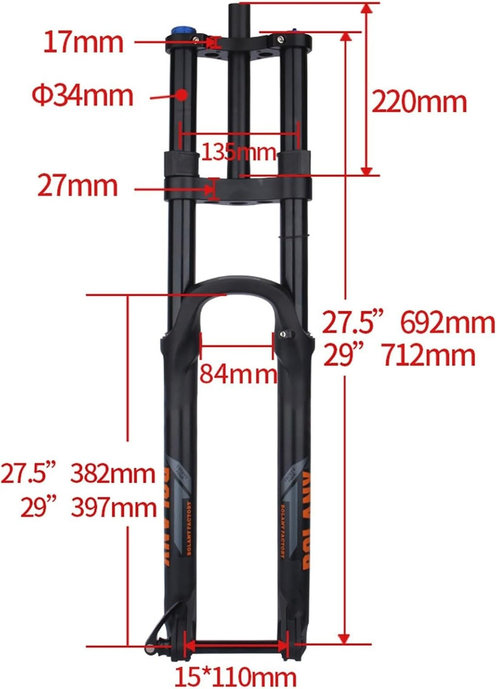 Bikes Front Fork 27.5 29 Inch Downhill Mountain Bikes Suspension Fork Rebound Adjust Double Shoulder Front Fork Thru Axle 15x110mm Boost