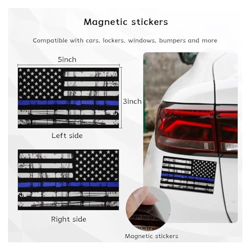 Dickno 2PCS Reflective American US Flag Decal, 5"×3" Patriotic Car US Bumper Stripes Sticker, Personality Auto American Flag Decor, Vehicle Exterior Decor Accessoreis