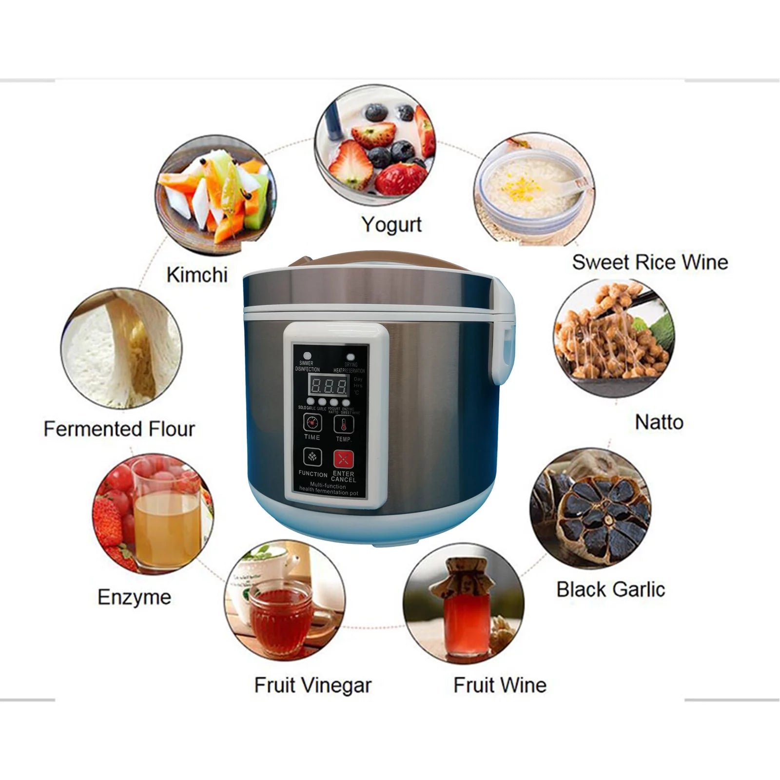 INTBUYING 5L/6L Multi-Functional Fermenter for Black Garlic Yogurt Enzyme Natto Wine Fermenting