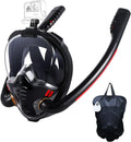 HJKB Full Face Snorkel Mask with Anti-Fog Wipes, 180 Degree Panoramic HD View Snorkeling Mask, Anti-Leak Dry Top Set for Adults and Kids Pack of 2