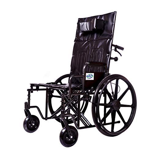 Wheelchair Reclining Back Heavy Duty Bariatric Desk Arm Padded Detachable with Cushioned Head Immobilizer and ELR (450lb) (24" seat)