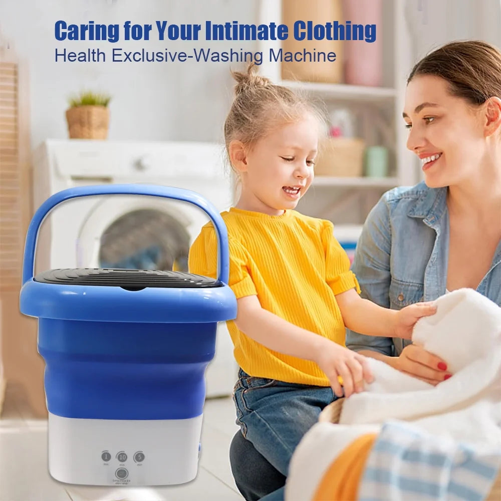 Portable Washing Machine, Foldable Mini Washer and Dryer Combo, Small Foldable Bucket Washer for Baby Clothes, Underwear or Small Items, Apartment, Dorm, Camping, RV Travel laundry