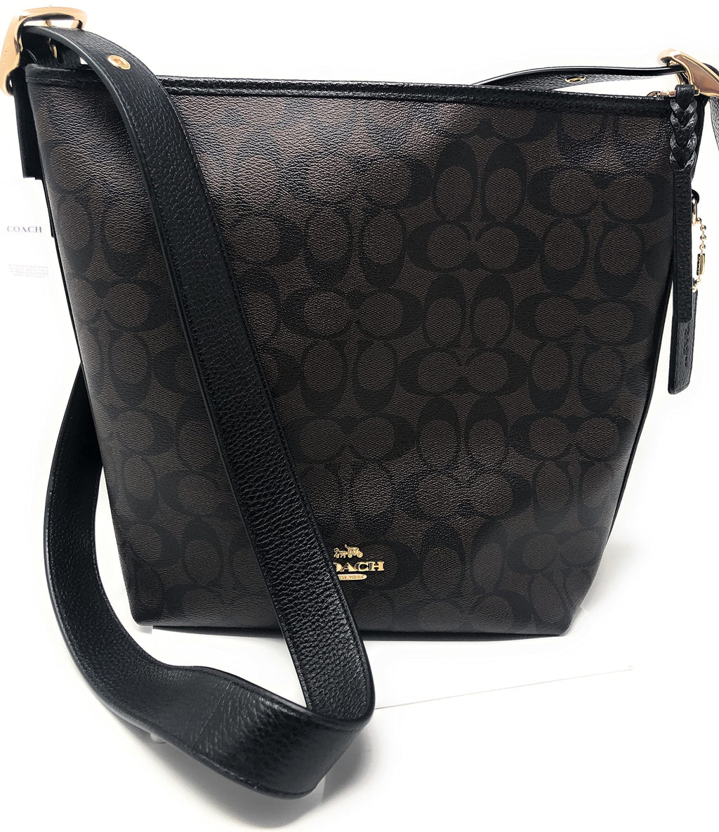 Coach (C2819) Val Signature Brown Black Leather Duffle Shoulder Crossbody Bag