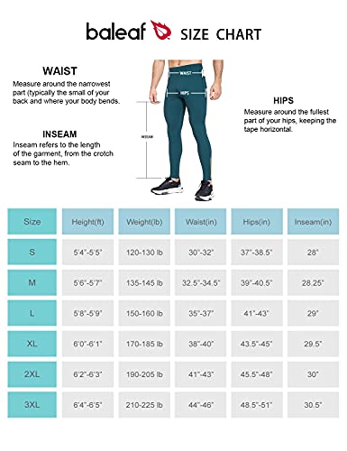 BALEAF Men's Winter Running Tights Thermal Cycling Pants Water Resistant Fleece Leggings Zipper Pockets Cold Weather Gear