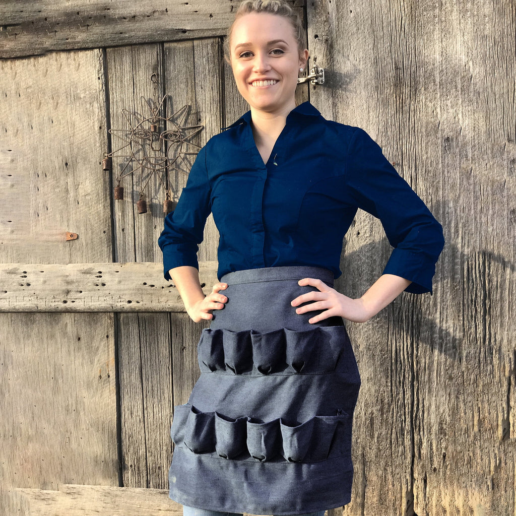 Backyard Barnyard 12 Pocket Soft Durable Denim Egg Gathering Apron FREE BURLAP GIFT BAG INCLUDED!  Collecting Chicken Duck Quail Poultry Eggs