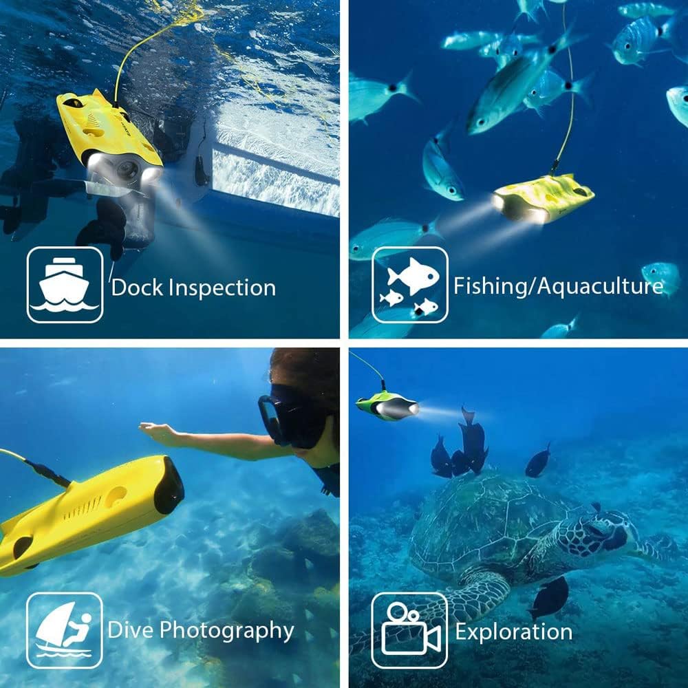 Underwater Drone Underwater Omnidirectional Movement 4K UHD Camera VR Headset Real-Time Control LED True 360° Ultra Wide Angle Posture Lock Slow Motion Image Stabilization