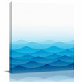 Blue Ocean Waves Canvas Print Wall Art Painting, Modern Wall Decor for Bedroom Living Room Giclee Artwork HD Picture Strenched and Framed Abstract Ombre Mountain Peak