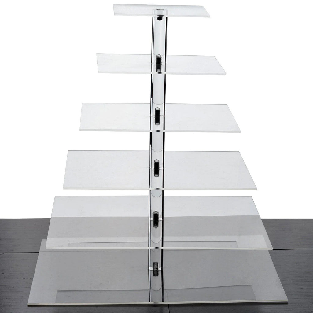 Efavormart 6 Tier Square HEAVY DUTY Acrylic Crystal Glass Clear Cupcake Dessert Decorating Stand For Wedding Birthday Party Dessert