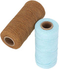 2 Rolls Craft Cotton Thread Twine Pure Cotton Yarn Tensile Resistant 8/4 Warp Thread for Knitting Tatting Carpet Tapestry(Brown+Light Blue)