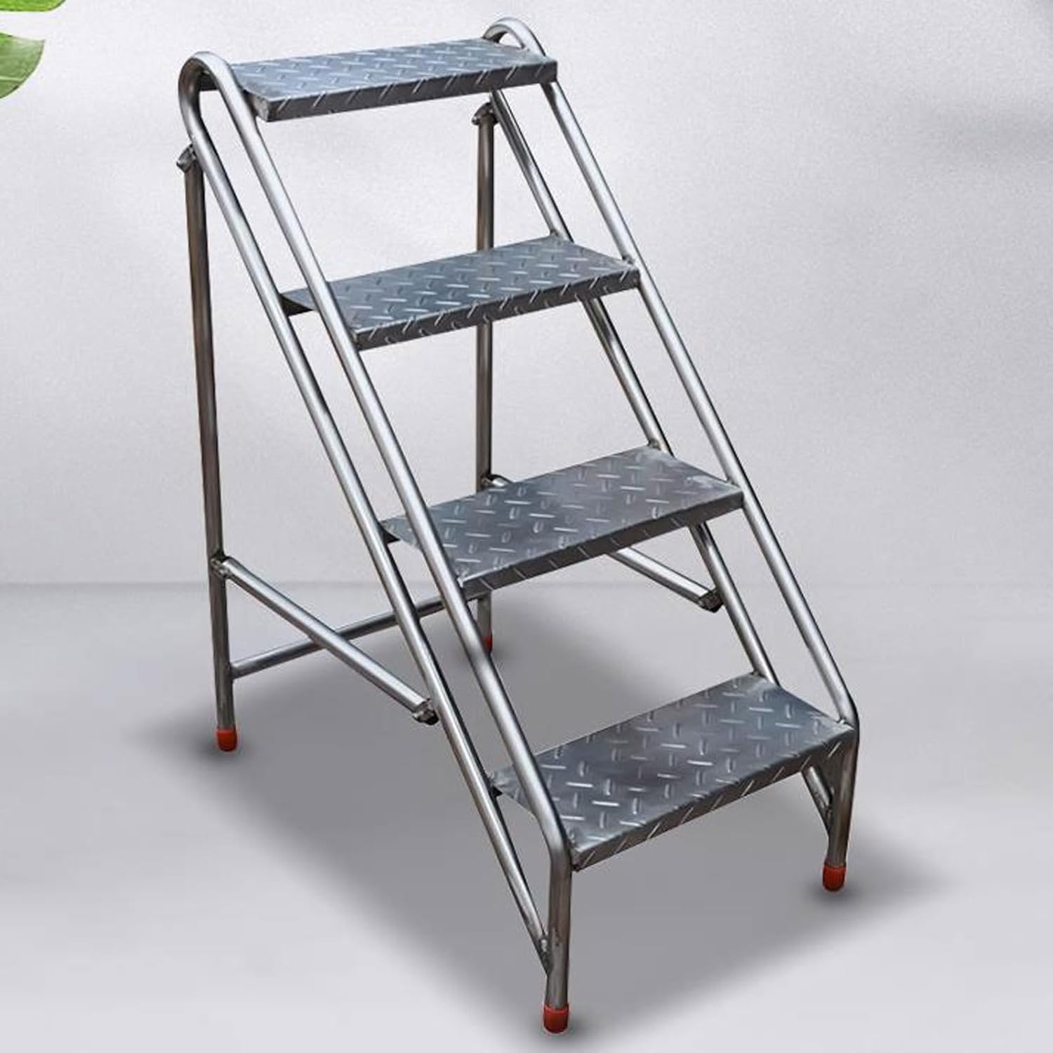 Folding Ladder 4 Step Ladder with Handrails, Folding Step Stool with Wide Anti-Slip Pedal, Sturdy Steel Ladder for Adults for Home Kitchen Library Office 330 LBS Capacity Safety Step Ladder