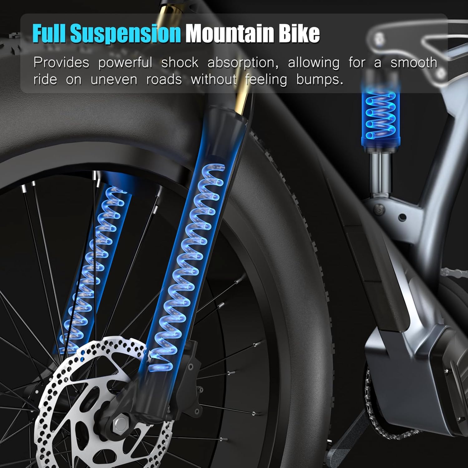Electric Bike for Adult 48V 30AH/20AH Removable Battery 1000W Ebike 26"Fat Tire up to 30MPH&118 Miles Long Range Full Suspension Electric Bicycle with Dual Hydraulic Disc Brakes,Shim 8-Speed Gear