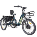 DWMEIGI 3 Wheel Electric Bicycle 750W Motor 48V 13AH Battery with Turn Signal Reserve Gear, Foldable 24" Tire Electric Cruiser Tricycle