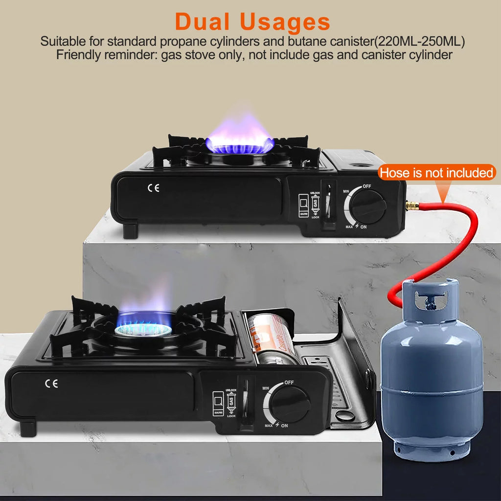 3300W Portable Butane Stove iMounTEK Butane Canister Dual Fuel Burner with Carry Case for Camping Hiking Picnic Fishing BBQ RV