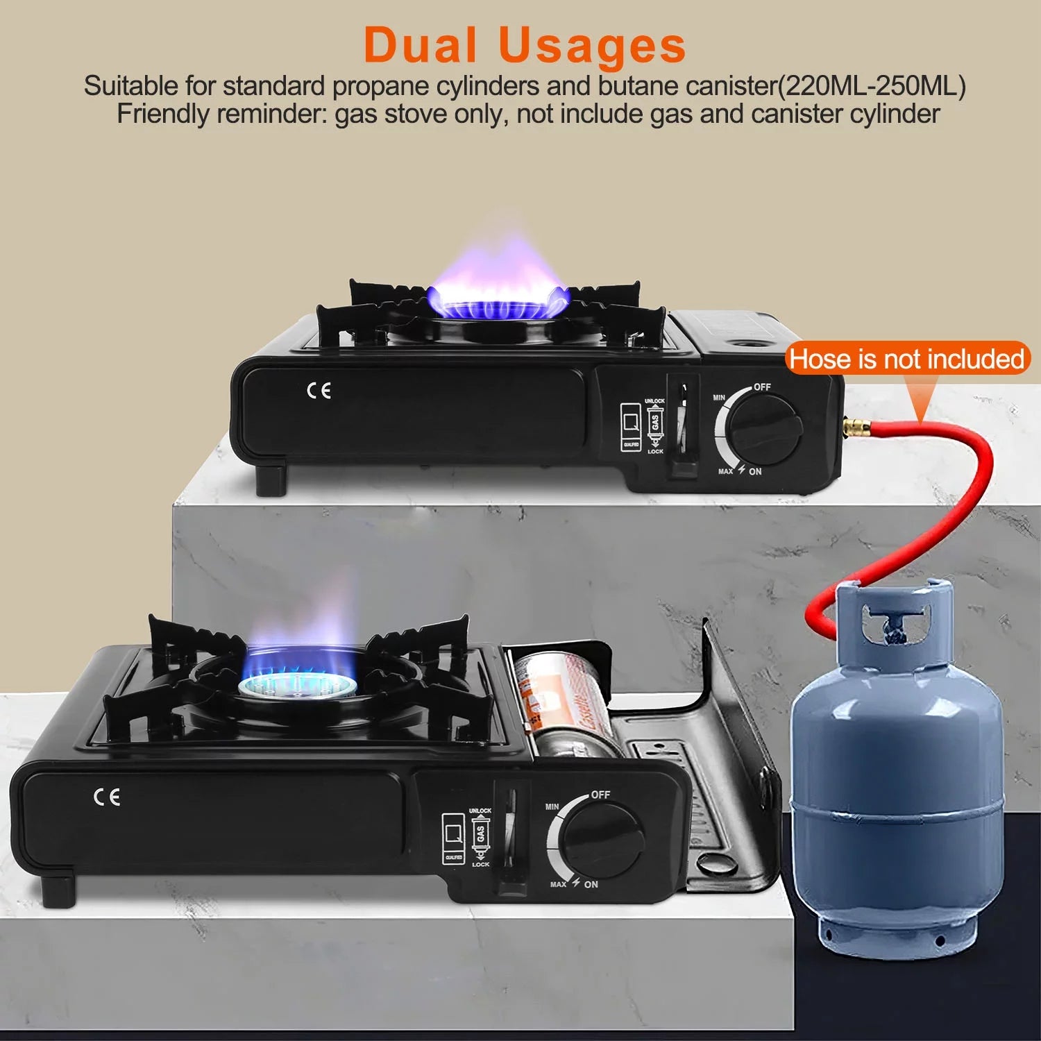 3300W Portable Butane Stove iMounTEK Butane Canister Dual Fuel Burner with Carry Case for Camping Hiking Picnic Fishing BBQ RV