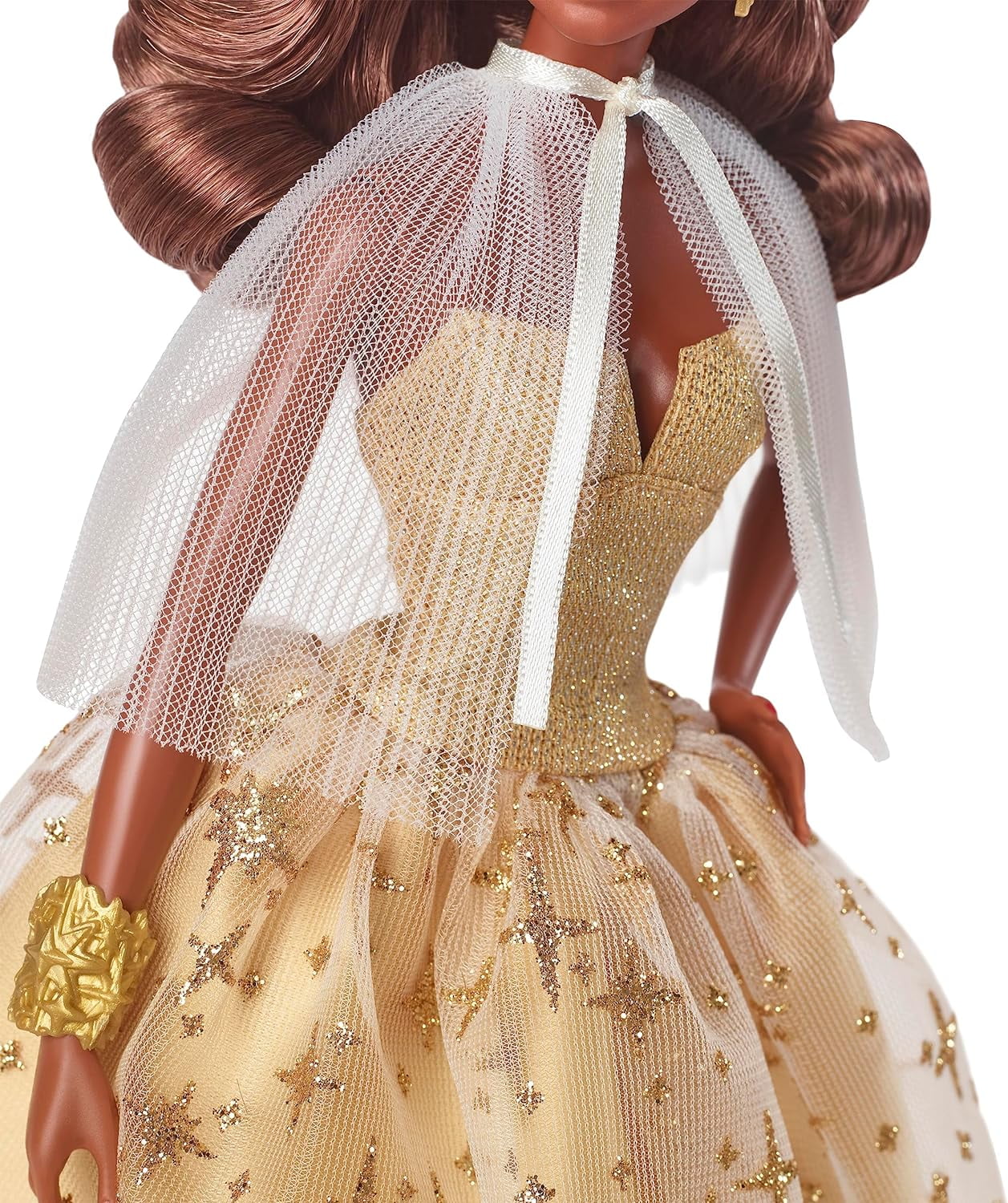 2023 Holiday Barbie Doll, Seasonal Collector Gift, Barbie Signature, Golden Gown and Displayable Packaging, Dark Brown Hair