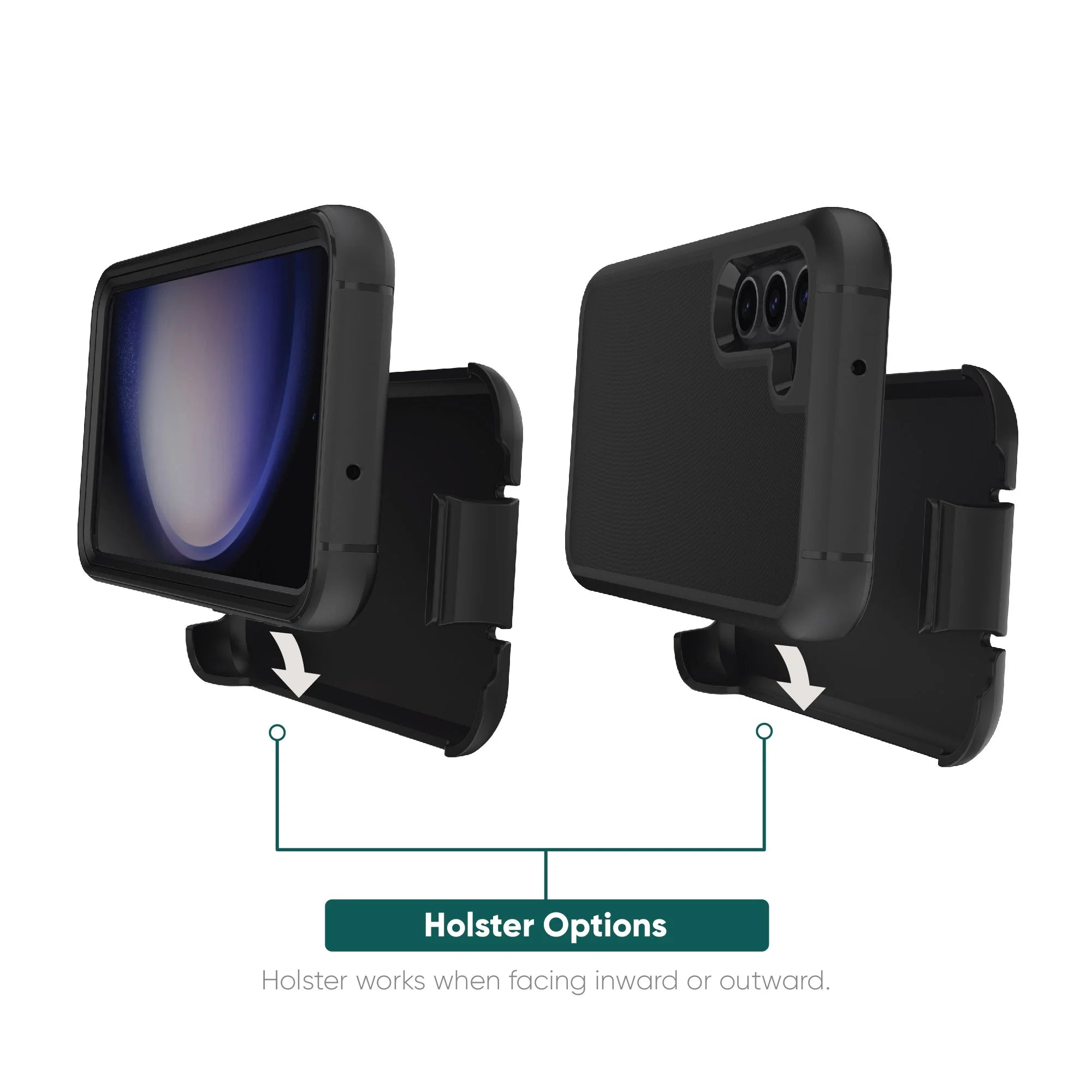 onn. Rugged Phone Case with Holster for Samsung Galaxy S23 5G - Black