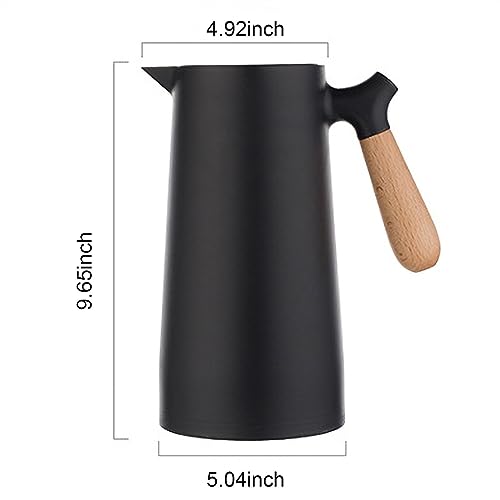 Insulated Coffee Pot Large Thermal Coffee Carafe Double Walled Thermos Household Glass Liner Coffee Pot Household Insulation Pot Vacuum Carafes Thermal Carafes, 1000ML, Bianco