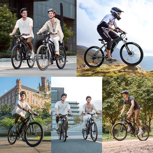 isinwheel M10 Electric Bike Adult 500W, 26" Commuting Electric Mountain Bike 20MPH Max Range 55+ Miles, Professional 35-Speed, Removable Battery, Front Fork Suspension Lightweight Electric Bicycle