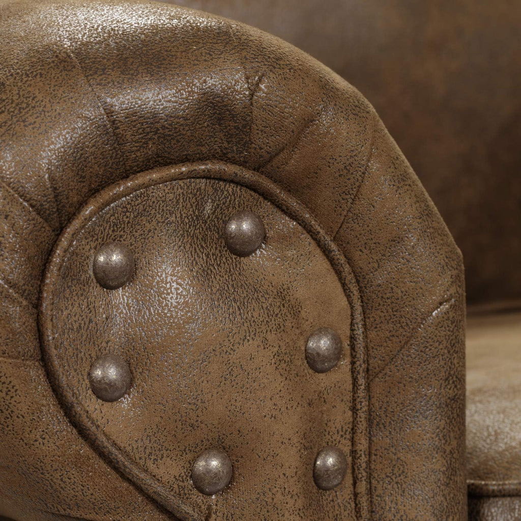 American Furniture Classics Model 8501-00-20 Buckskin Arm Matching Chair and Ottoman, Brown Pinto