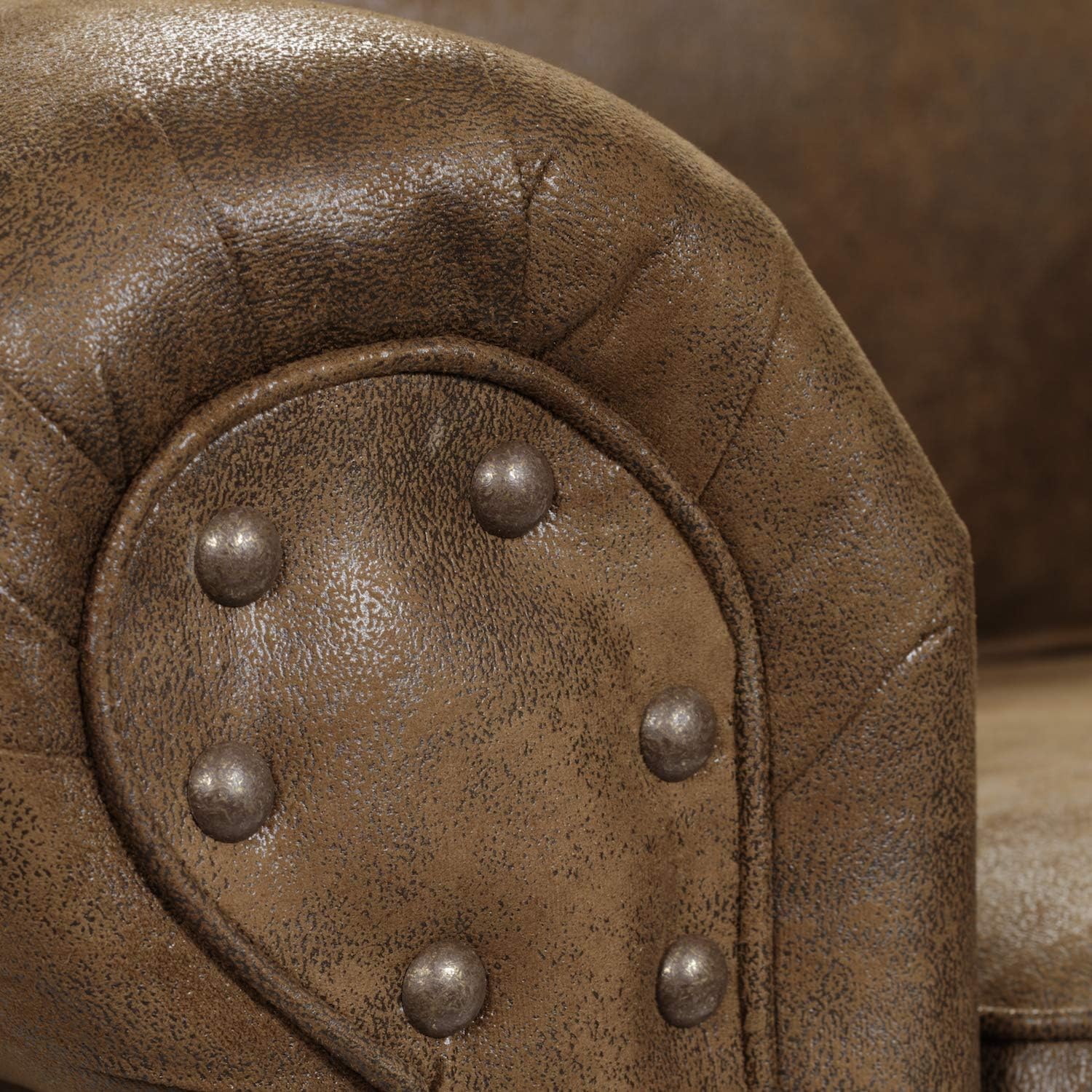 American Furniture Classics Model 8501-00-20 Buckskin Arm Matching Chair and Ottoman, Brown Pinto
