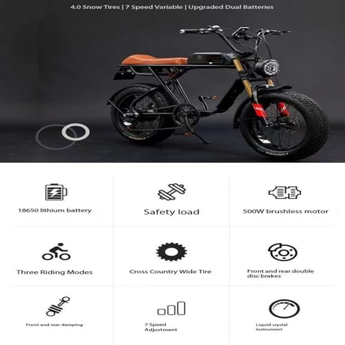 Electric Bicycle Fat Tire High Power Removeable Battery Ebike,Front/Rear Turn Signal,Rearview Mirror and 7 Gear Electric Bicycle