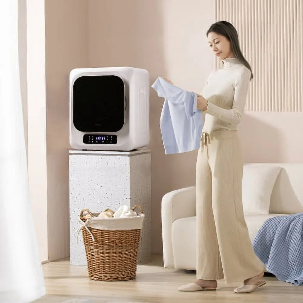 Portable Mini Clothes Dryer, 850W Electric Dryer, UV Sterilizaiton Tumble Dryer with Digital Touch Panel, White