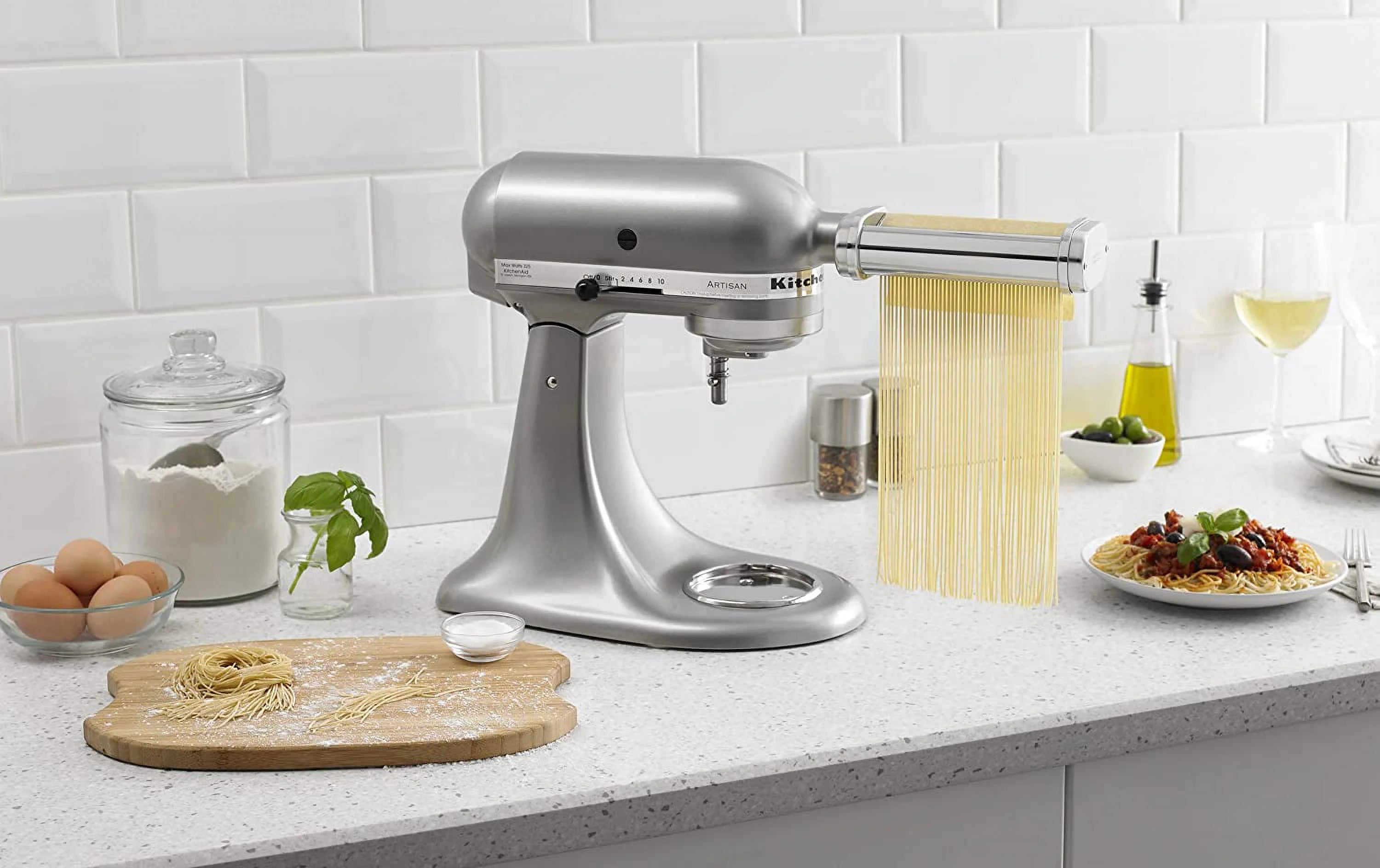 Excellent KitchenAid KSMPEXTA Gourmet Pasta Press Attachment with 6 Interchangeable Pasta Plates  White